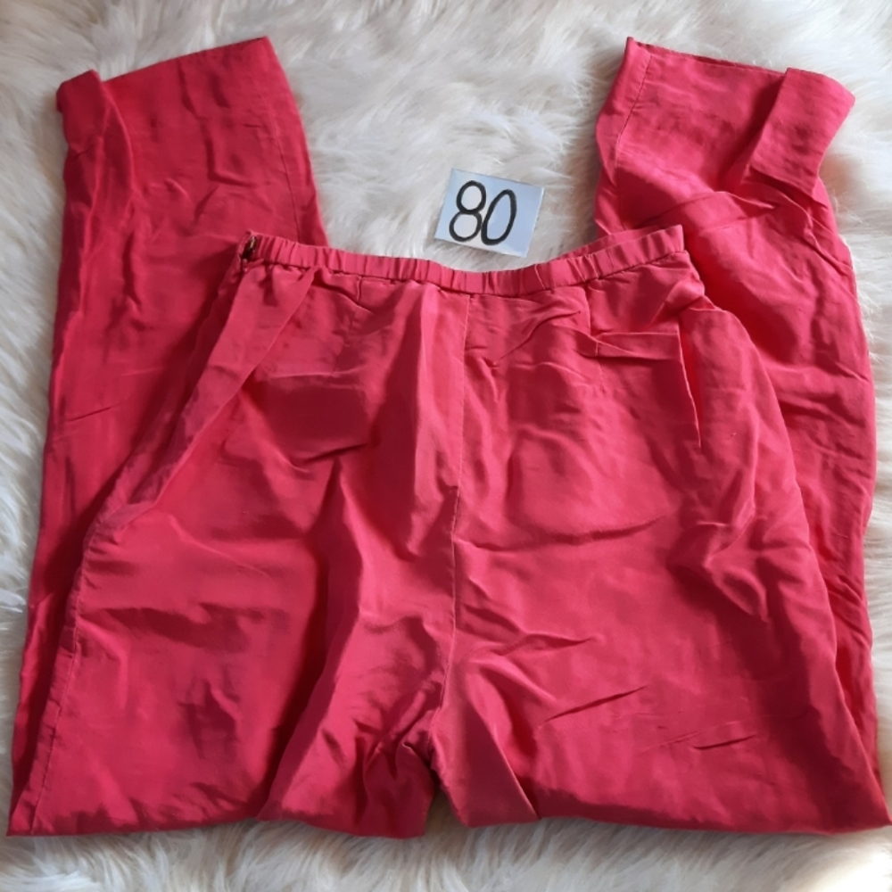 VINTAGE 60's Silk High Waisted Pleated Pants - Picture 10 of 15